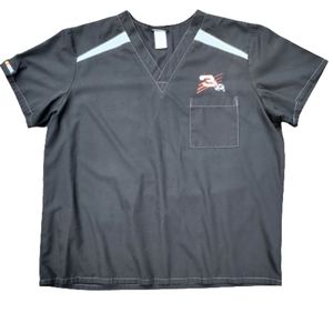 RCR Enterprises Nascar Black Gray Normcore Scrub Top